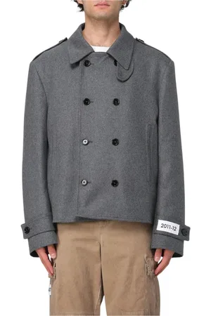 Dolce & Gabbana Jassen, Heren, Grijs, L, Wol, Luxe Grijze Peacoat Jas