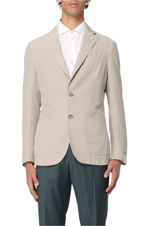 LUIGI BIANCHI MANTOVA Jassen, Heren, , XL, Katoen, Blauwe Lichtgewicht Katoenen Blazer