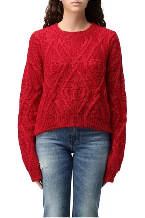 Twin-Set Truien, Dames, Rood, L, Rode Cable Knit Sweater