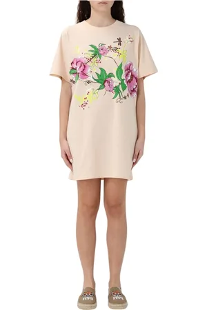 Kenzo Kleedjes, Dames, Roze, XS, Katoen, Bloemenprint Jurk Vrouw Roze