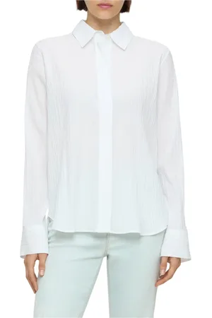 Closed Blouses & Shirts, Dames, Wit, S, Nylon, Gestructureerde Offwhite Overhemd