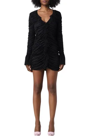 BLUMARINE Kleedjes, Dames, Zwart, S, Elegante Zwarte V-hals Mini Jurk