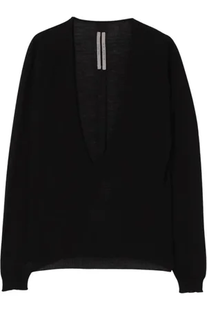 Rick Owens Truien, Dames, Zwart, S, Wol, Beige V-hals Gebreide Vest Trui