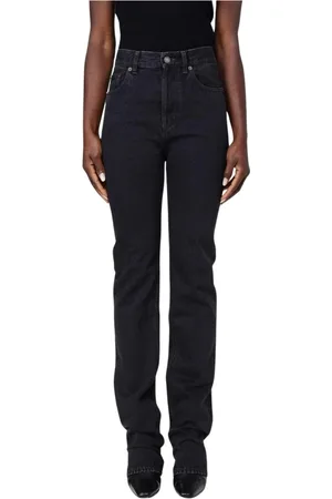 Saint Laurent Jeans, Dames, Zwart, W28, Katoen, Zwarte Straight Leg Jeans voor Vrouwen