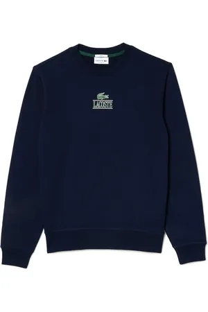 Lacoste Sweatshirts & Hoodies, Heren, Blauw, L, Signature Print Fleece Sweatshirt