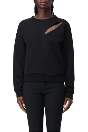 Alexander McQueen Sweatshirts & Hoodies, Dames, Zwart, XS, Katoen, Grijze Trui met Uitsnijding Detail