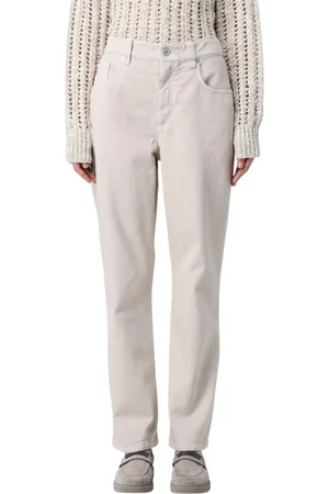 Brunello Cucinelli Jeans, Dames, , M, Witte Straight Leg Jeans voor Vrouwen