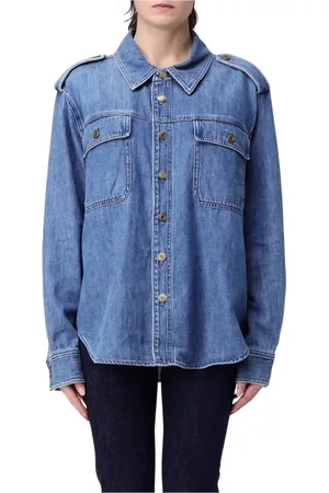Michael Kors Blouses & Shirts, Dames, Blauw, L, Denim, Klassieke Denim Overhemd