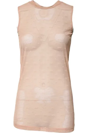 Dolce & Gabbana Kleedjes, Dames, , S, Nylon, Logo Monogram Mouwloze Tanktop