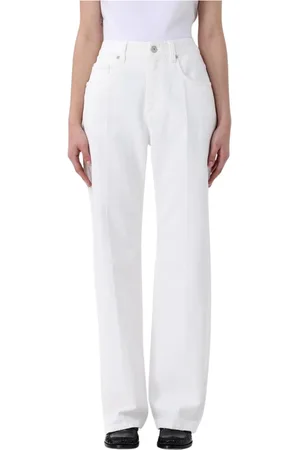 Brunello Cucinelli Jeans, Dames, Wit, L, Elegante Witte Wide Leg Jeans