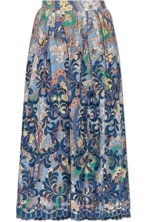 Etro Rokken, Dames, Blauw, M, Katoen, Rok met Patroon en Zakken