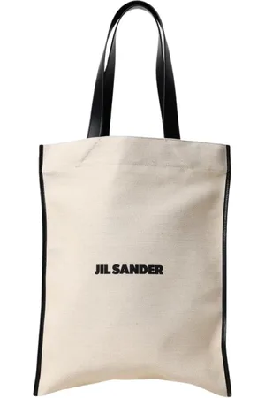 Jil Sander Tassen, Dames, , ONE Size, Leer, Witte Leren Trim Tote Tas