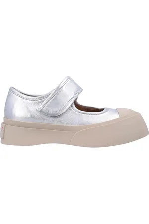 Marni Schoenen, Dames, Grijs, 36 EU, Leer, Zilveren Platform Sneaker Metallic Leer