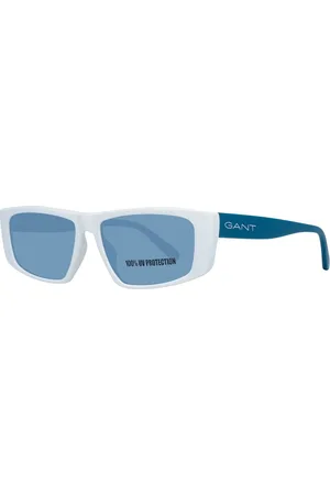 GANT Accessoires, unisex, Veelkleurig, ONE Size, Witte Unisex Zonnebril met Blauwe Gespiegelde Lenzen