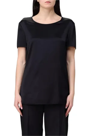 Max Mara Tops, Dames, Zwart, 2Xl, Elegante Zijden Blouse in Geel Room