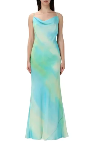 MVP Wardrobe Kleedjes, Dames, Blauw, 2Xs, Stijlvolle V-hals Midi Jurk