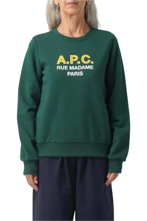 A.P.C. Sweatshirts & Hoodies, Dames, Groen, S, Katoen, Groene Sweatshirt Rue Madame Paris