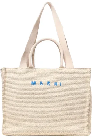 Marni Tassen, Dames, , ONE Size, Katoen, Gestructureerde Tote Tas Geweven Stro Stijlvol