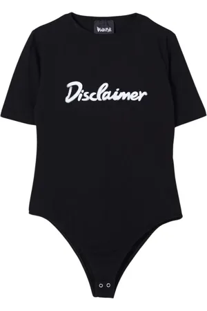 DISCLAIMER Tops, Dames, Zwart, M, Katoen, Geborduurd Logo Bodysuit Elegante Stijl