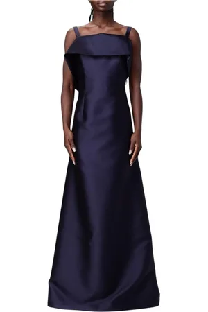 Alberta Ferretti Kleedjes, Dames, Blauw, L, Blauwe Zijden Avondjurk Elegante Stijl