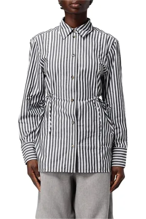 Ganni Blouses & Shirts, Dames, Zwart, M, Katoen, Zwart Gestreept Relaxte Fit Shirt