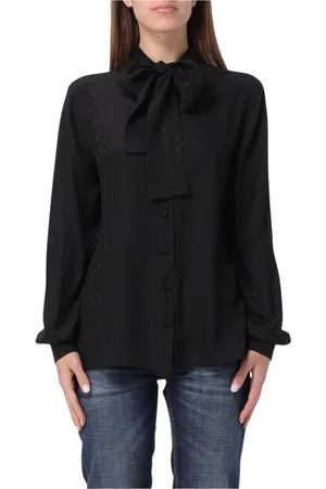 Palm Angels Blouses & Shirts, Dames, Zwart, XS, Zwarte Zijden Strikblouse