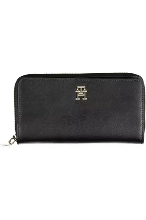 Tommy Hilfiger Accessoires, Dames, Zwart, ONE Size, Zwarte portemonnee met rits en drukknoopsluiting