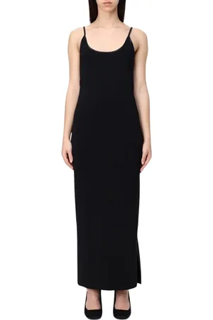 Emporio Armani Kleedjes, Dames, Zwart, M, Elegante Zwarte Slip Jurk