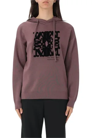 Max Mara Sweatshirts & Hoodies, Dames, Paars, M, Wol, Kameel Hooded Gebreide Trui