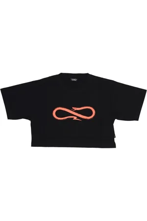 Propaganda Tops, Dames, Zwart, S, Katoen, Zwart Logo Croptop Tee Vrouwen