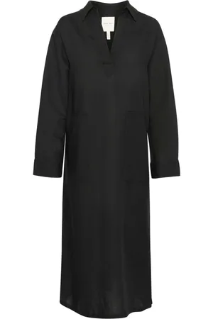Part Two Kleedjes, Dames, Zwart, 3Xl, Zwarte Overhemdjurk Lollanepw Dr