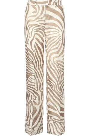Guess Broeken, Dames, , M, Linnen, Dierenprint Flared Broek