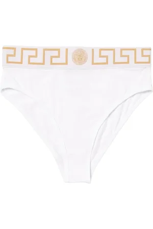VERSACE Ondergoed, Dames, Wit, S, Katoen, Luxe Zwarte Medusa Briefs