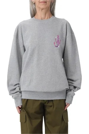 J.W.Anderson Sweatshirts & Hoodies, Dames, Grijs, S, Katoen, Anker Logo Sweatshirt Relaxte Pasvorm