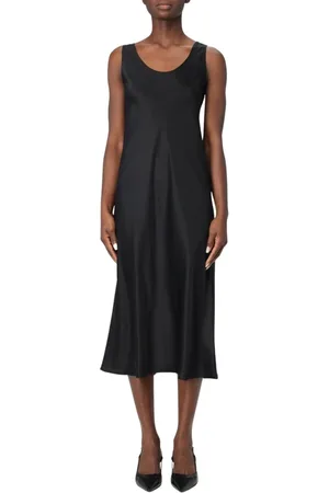 Max Mara Kleedjes, Dames, Zwart, M, Bruine Zijden Slip Midi Jurk