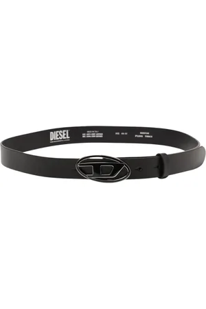 Diesel Accessoires, Dames, Zwart, 90 CM, Leer, Stijlvol Zwart Ovaal Gesp Riem