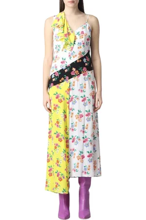 Msgm Kleedjes, Dames, Veelkleurig, S, Elegante Bloemen Midi Jurk