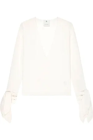 Givenchy Blouses & Shirts, Dames, Wit, S, Wol, Witte wollen trui met geribbelde afwerking