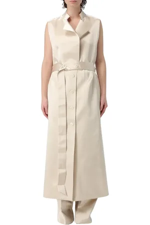 Serafini Kleedjes, Dames, , S, Satijn, Elegante Ivoor Satijnen Maxi Jurk