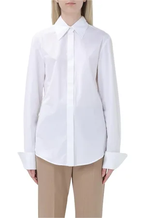 Sportmax Blouses & Shirts, Dames, Wit, M, Katoen, Elegante Witte Katoenen Overhemd