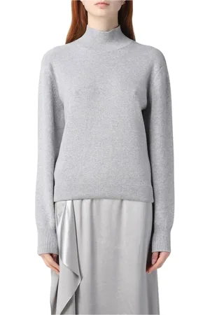 Fendi Truien, Dames, Grijs, M, Wol, Luxe Cashmere Gebreide Trui