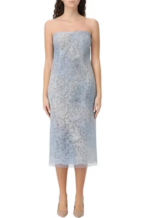 ERMANNO SCERVINO Kleedjes, Dames, Blauw, S, Tule, Blauwe Kant Midi Jurk