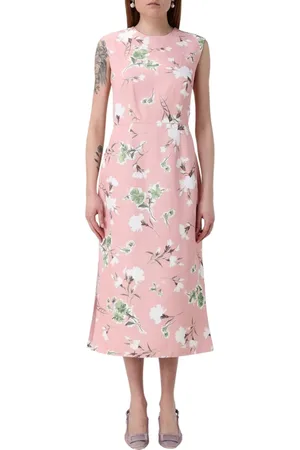 Erdem Kleedjes, Dames, Roze, L, Delicate Roze Bloemen Kant Midi Jurk