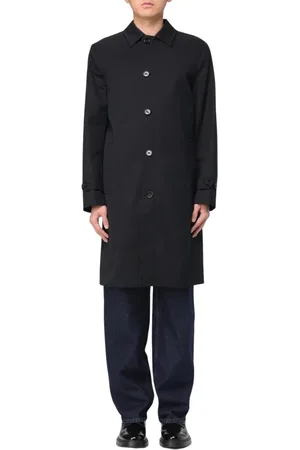 Burberry Mantels, Heren, Zwart, XL, Katoen, Tijdloze Zwarte Trenchcoat