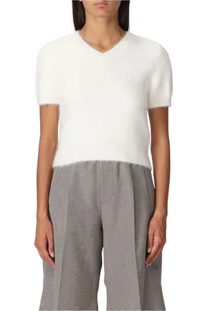 Maison Margiela Truien, Dames, Wit, XS, Elegante witte Mohair Sweater