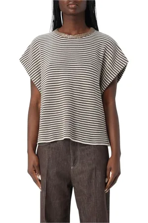 Brunello Cucinelli Tops, Dames, Zwart, S, Wol, Sprankelende Gebreide Top