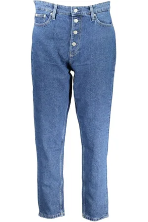 Calvin Klein Jeans, Dames, Blauw, W26, Katoen, Blauwe Katoenen Dames Mom Jeans