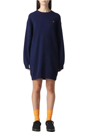 Kenzo Kleedjes, Dames, Blauw, S, Navy Flared Midi Jurk
