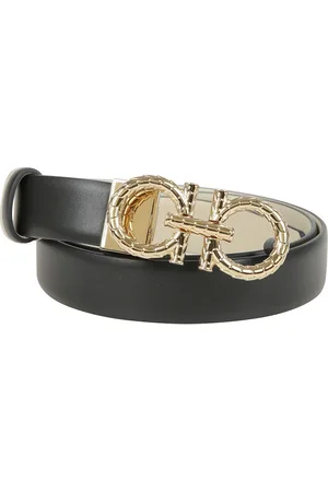 Salvatore Ferragamo Accessoires, Dames, Zwart, 100 CM, Leer, Omkeerbare leren riem met dubbele Gancini gesp