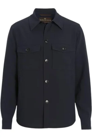 Oscar Jacobson Jassen, Heren, Blauw, 3Xl, Nachtblauwe Overhemdjasje Maverick